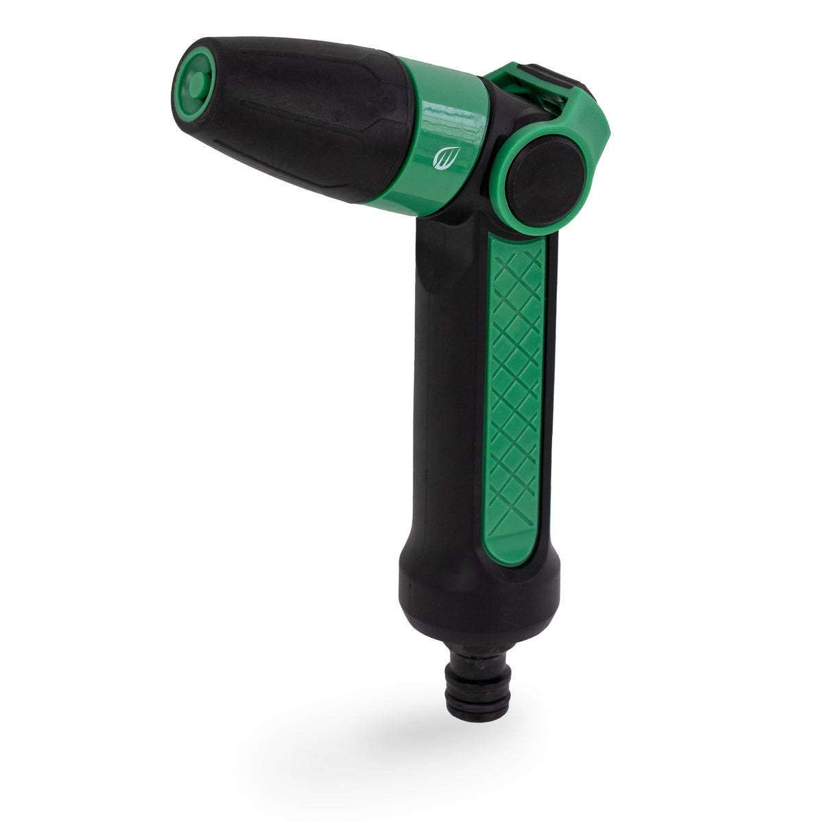Gartenpistole mit stufenlosem Schieberegler, schwarz-grün, auf Weiß