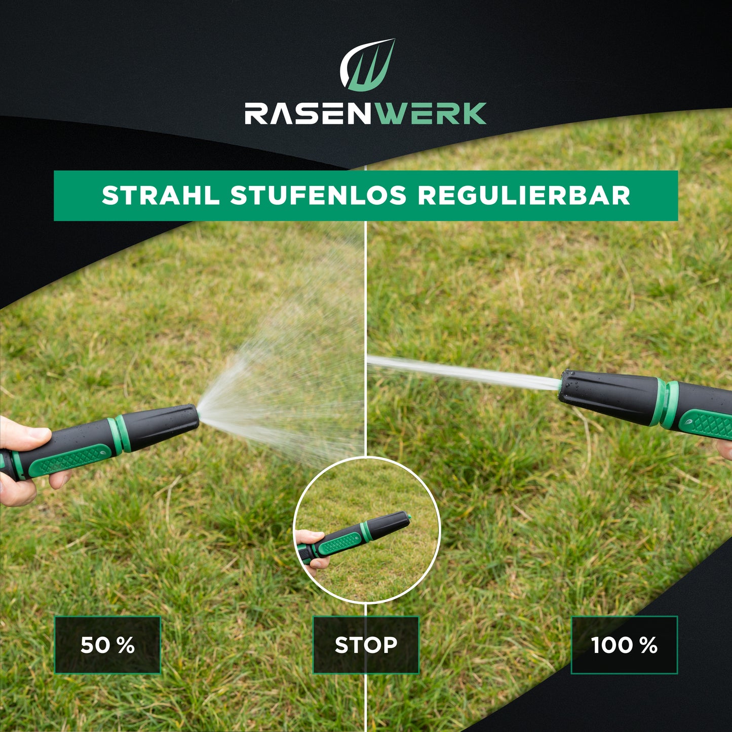 Stufenlos regulierbare Gartenspritze