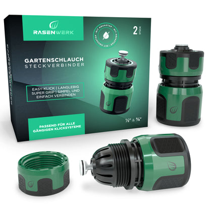 Gartenschlauch Steckverbinder mit Aquastop für 1/2 und 5/8 Zoll