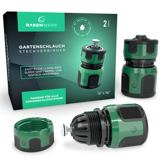 Gartenschlauch Steckverbinder mit Aquastop für 1/2 und 5/8 Zoll